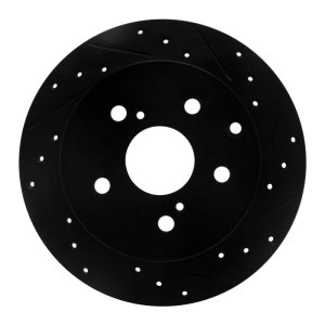 Pontiac Vibe Brake Rotor (1) - Rear Right - R1 Concepts - Drilled & Slotted - Black - `09-`13